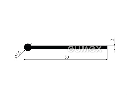 "I" Gummiprofil, 50x4,5/2mm, 50°ShA, EPDM, -40°C/+100°C, schwarz, 